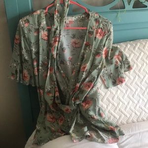 Beautiful and Feminine Ann Taylor Loft Floral Wrap Blouse with short bell sleeve